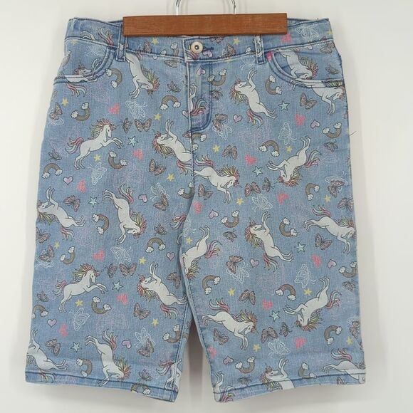 The Children's Place Girl's Skimmer Unicorn Light Wash Jean Shorts Size 16 NWT - Picture 3 of 8